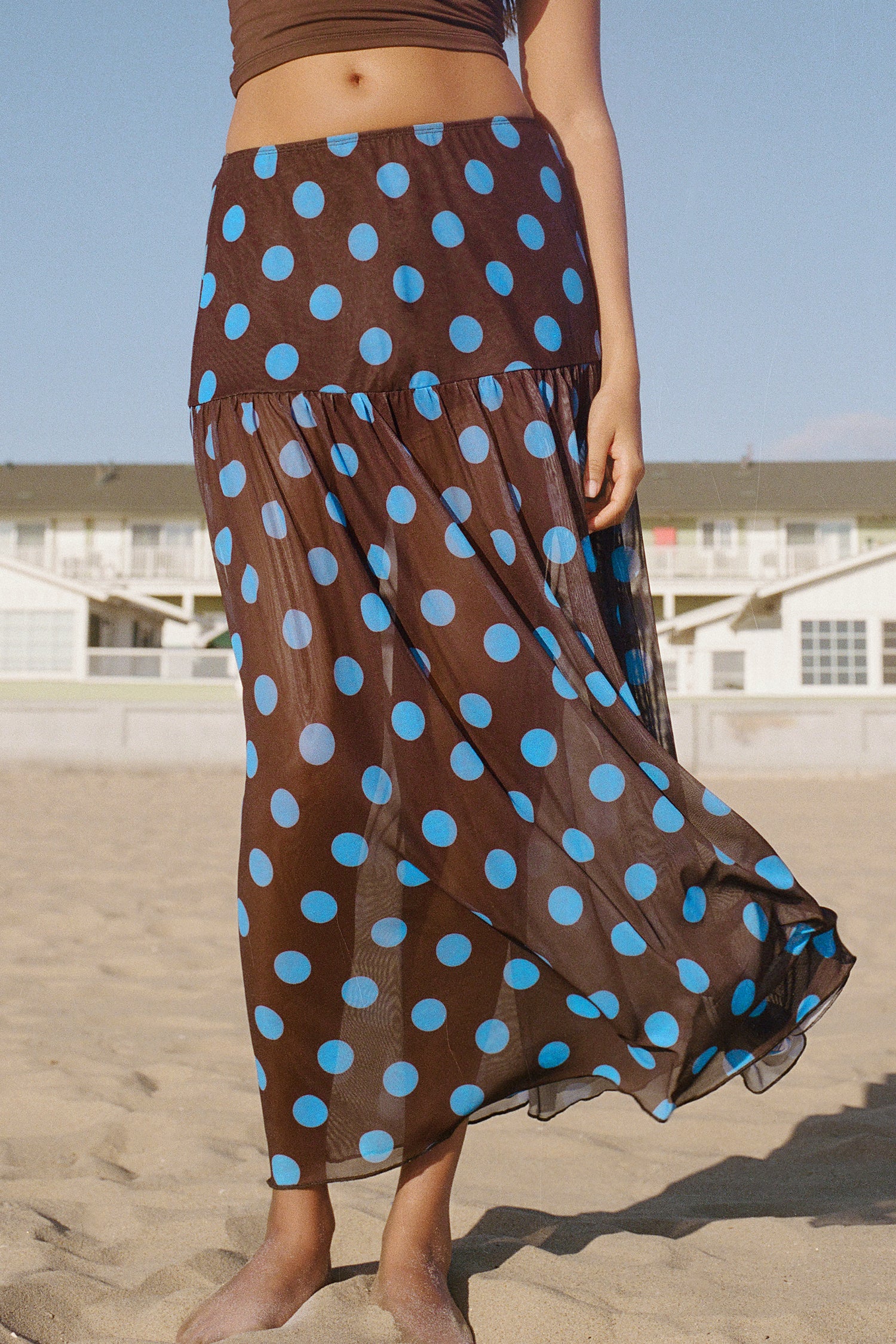 Brauner Polka-Dot Maxi-Strand-Sarong