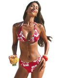 Rotes Bikini-Set mit Blumenmuster