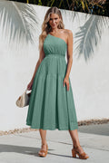 Grünes Ärmelloses Asymmetrisches Midi-Strandkleid