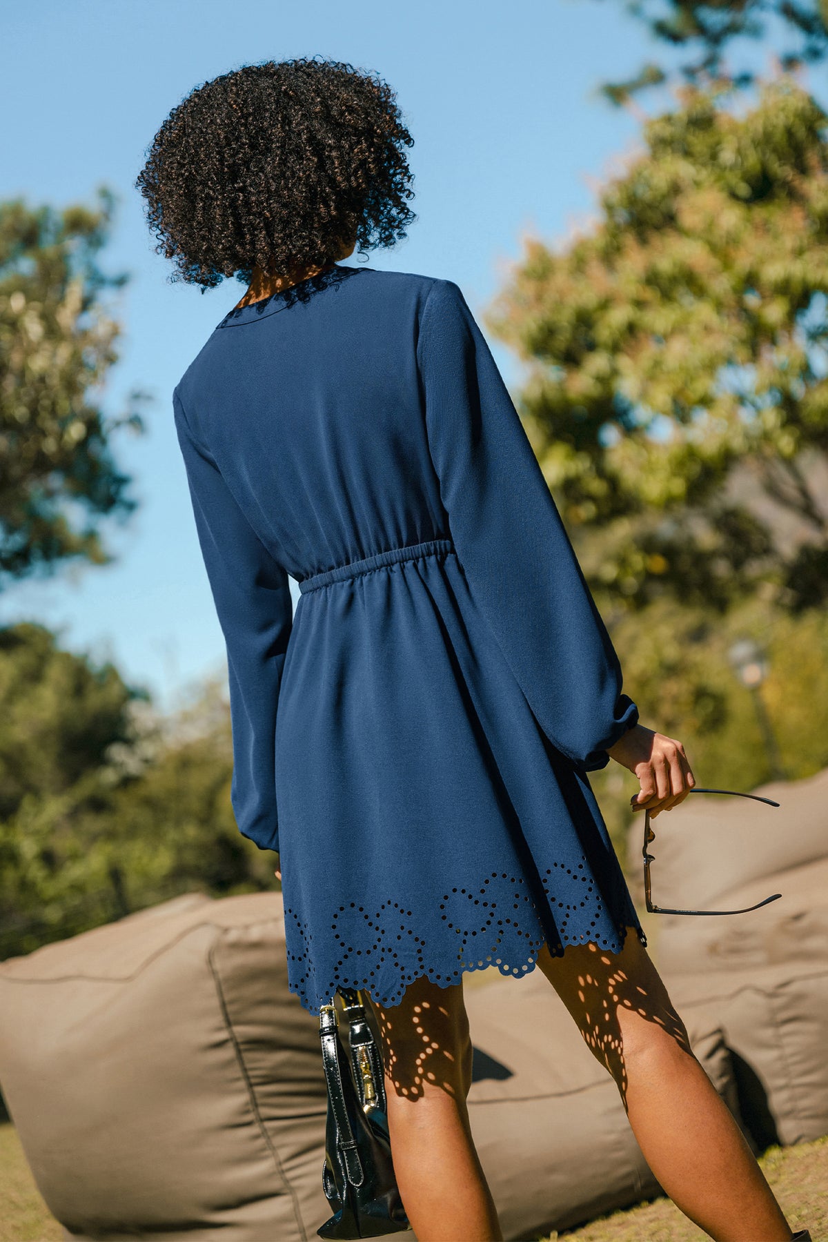 Blaues Langarm Minikleid