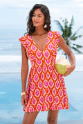 Rotes Mini-Urlaubs-Sommerkleid im Ethno-Stil
