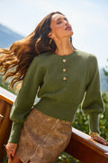 Grüner Rundhalsausschnitt Langarmpullover