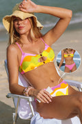 Abstraktes Low-Waist Bustier-Wendebikini-Set