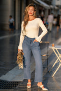 Blaue Straight-Leg-Jeanshose