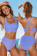 Bikini-Oberteil mit gekreuztem Rücken & High-Waist-Bikinihose