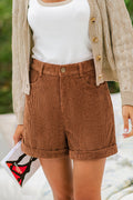 Braune kurze Cordhose mit geradem Bein
