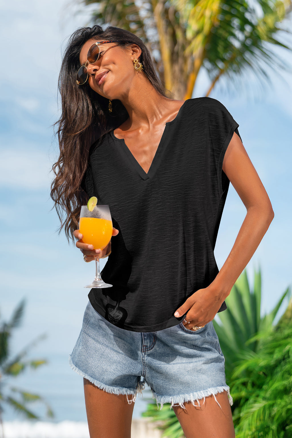 Schwarzes Kurzarmshirt