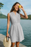 Gestreiftes Ärmelloses Elastische Taille Mini-Blusenkleid
