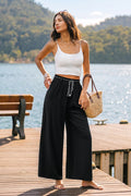 Schwarze Sommerhose mit Taillenband