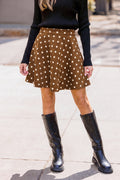 Brauner Polka Dots Minirock mit elastischem Bund