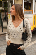Polka Dots Langarmpullover in Wickeloptik