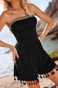 Schwarzer Boho Bandeau-Romper