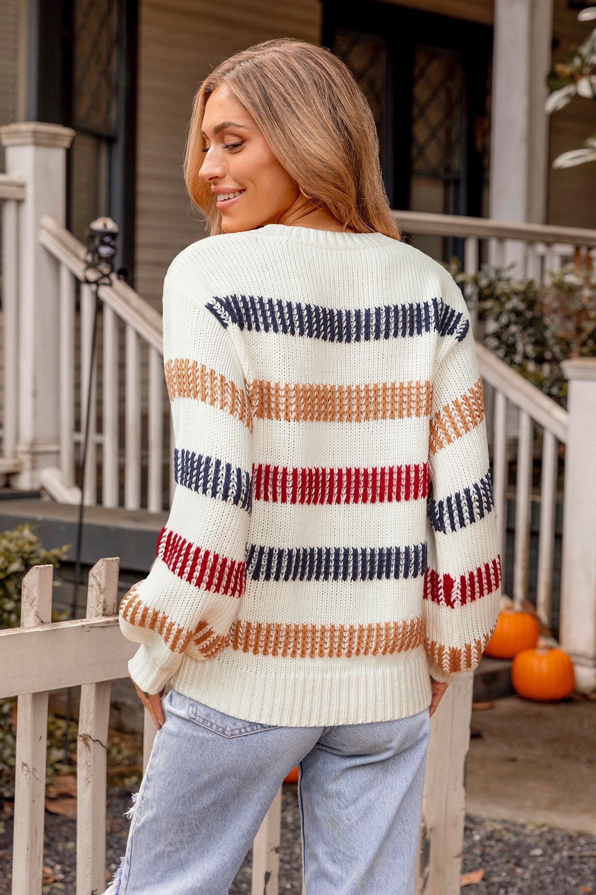 Gestreifter Langarmpullover