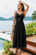 Schwarzes Maxikleid mit V-Ausschnitt