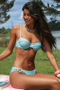 Salbeigrün Geo Low-Waist Bügel-Balconette-Bikini-Set
