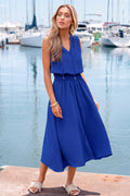 Blaues Ärmelloses Midi-Strandkleid