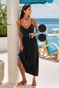 Schwarzes Maxi-Strandkleid mit V-Ausschnitt