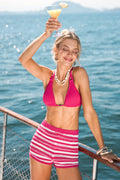 Gestreifte Strick-Strand-Shorts