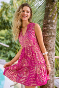 Neonrosa Abstraktes Ärmelloses Mini-Strandkleid