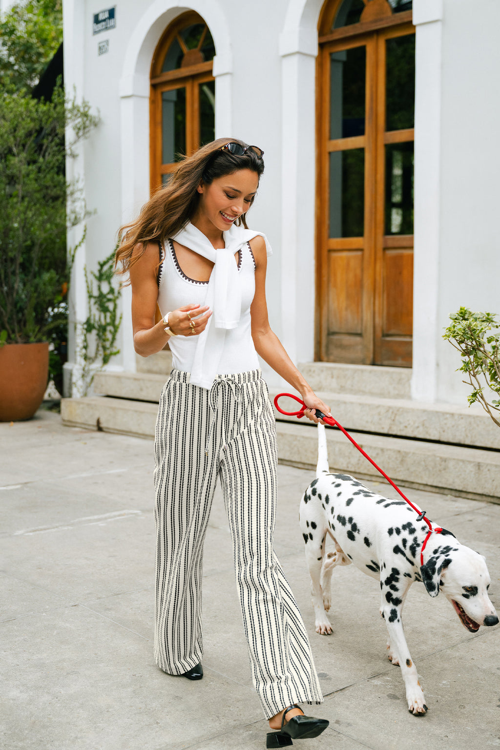 Gestreifte Hose mit geradem Bein