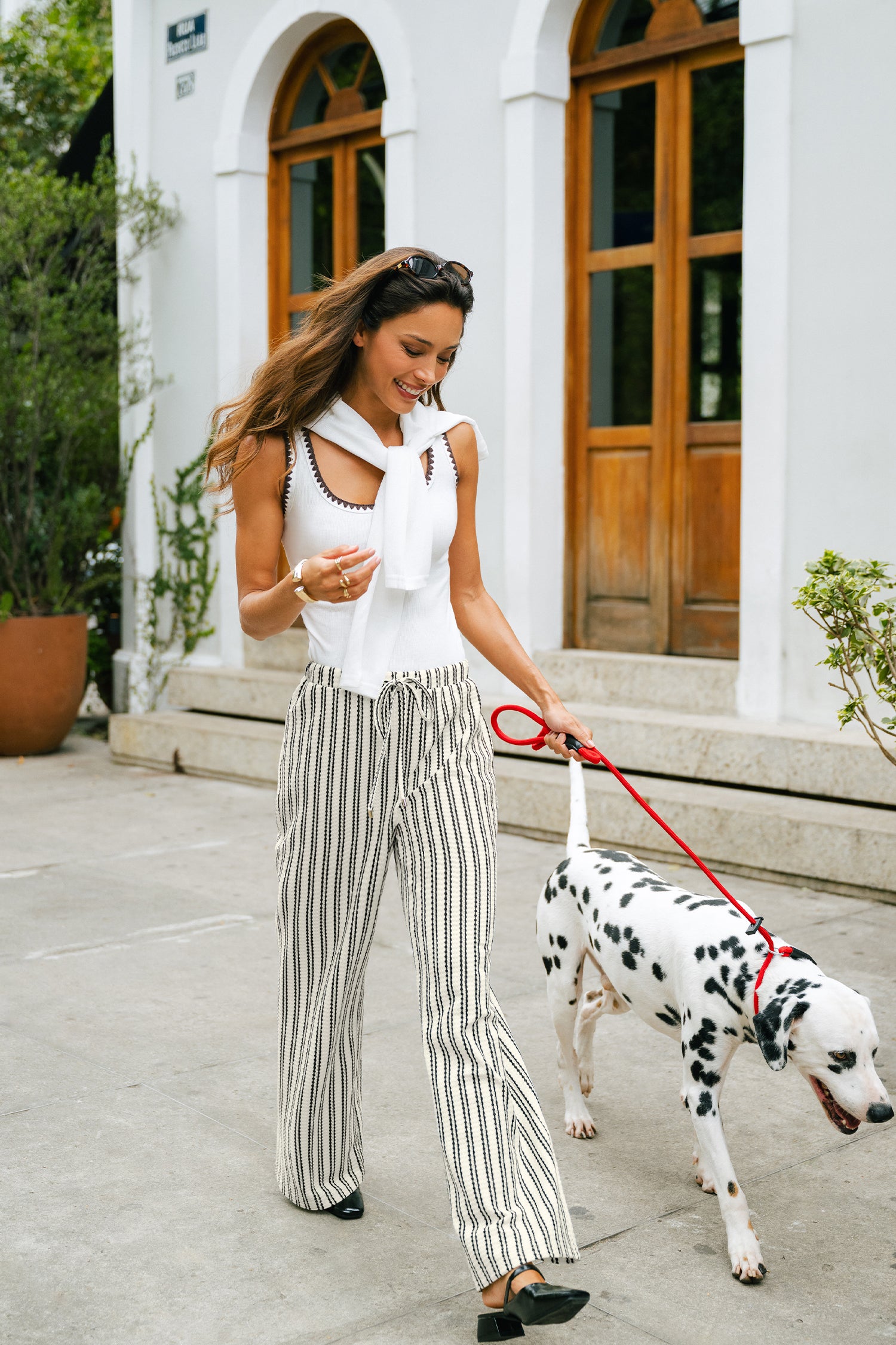 Gestreifte Hose mit geradem Bein