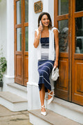 Gestreiftes Midi-Bandeau-Strickkleid