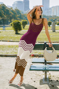 Elegantes Gestreiftes Maxi-Strickkleid