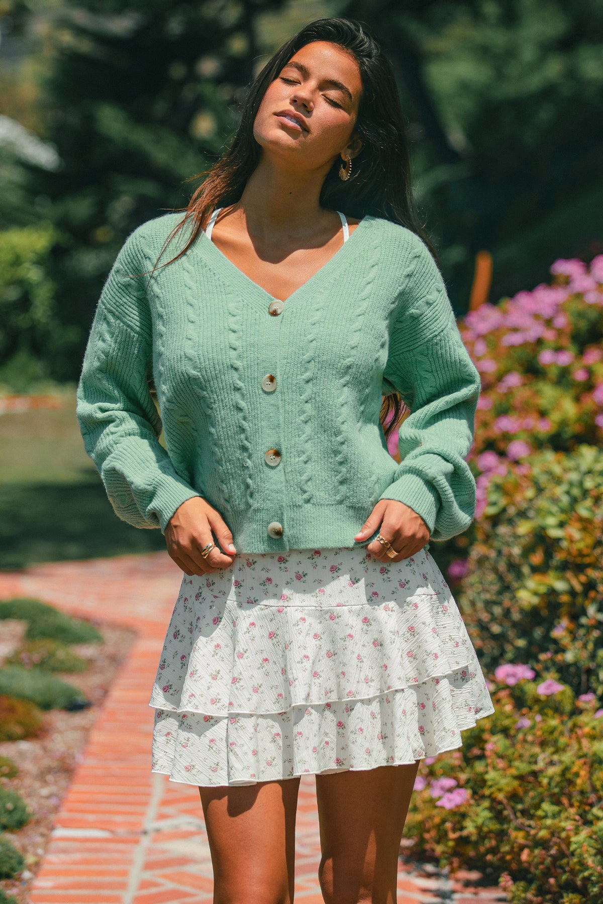 Geblümter Gestufter Mini-Skort