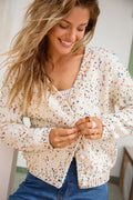 Strickjacke mit Sprenkelmuster