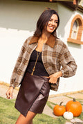 Karierte Jacke mit Kunstfellbesatz