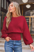 Roter Geraffte Taille Pullover