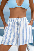 Blau Gestreifte Strand-Shorts