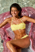 Gelbes Bandeau-Bikini-Set mit abnehmbaren Trägern