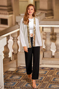 Beige Pailletten-Strickjacke