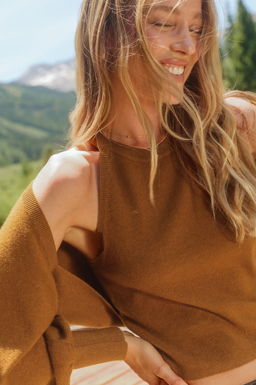 Oranger Pullover im Lagenlook