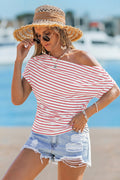 Gestreiftes Off-Shoulder Kurzarm Top