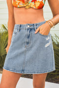 Blauer Mini-Jeansrock mit Taschen