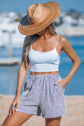 Nadelstreifen-Seersucker-Shorts mit geradem Bein
