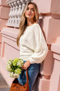 Langarmpullover mit U-Boot-Ausschnitt in Beige
