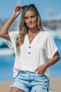 Texturiertes V-Ausschnitt-Top mit Cutout