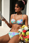 Geblümtes U-Bügel Crossback Low-Waist Bikini-Set
