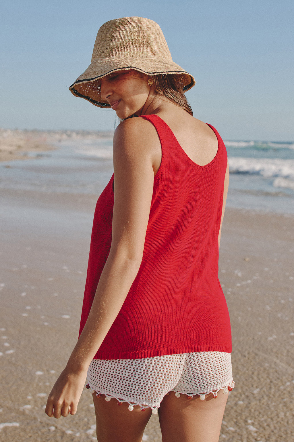 Rotes Ärmelloses Top