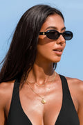 Ovale Sonnenbrille in Schwarz
