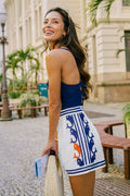 Weiße Shorts mit Fisch-Print