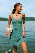 Grünes Strick-Mini-Strandkleid