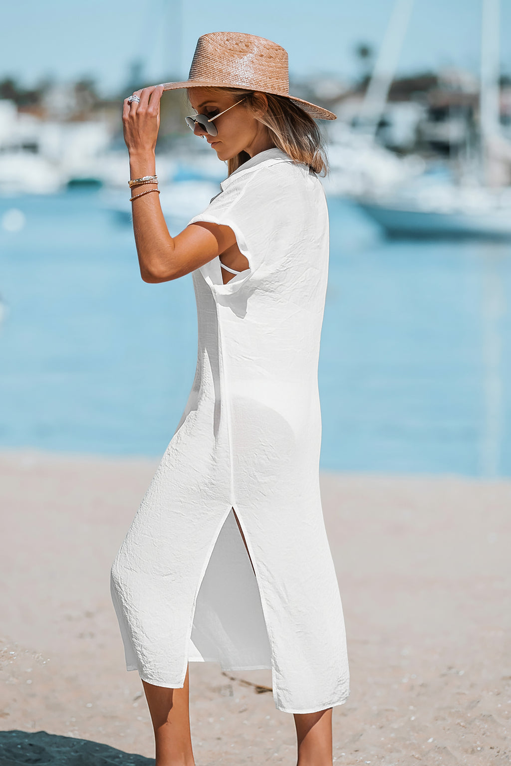 Geknöpftes Cover-Up-Midikleid