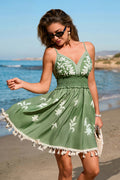 Grünes Boho Mini-Strandkleid