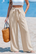 Khaki Stoffhose mit Taillenband