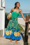 Grün Tropisches Maxi-Strandkleid