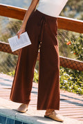 Braune Gerade Strickhose mit Kordelzug